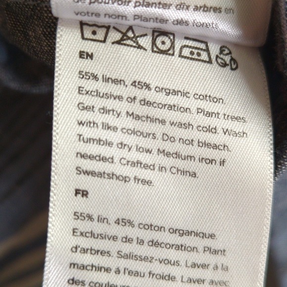 Tentree‎ Shirt Mens L Blue Striped Linen Cotton Hood - Picture 3 of 8